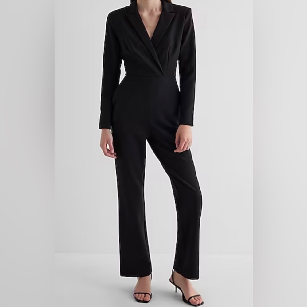 Express Twill Long Sleeve Blazer Jumpsuit